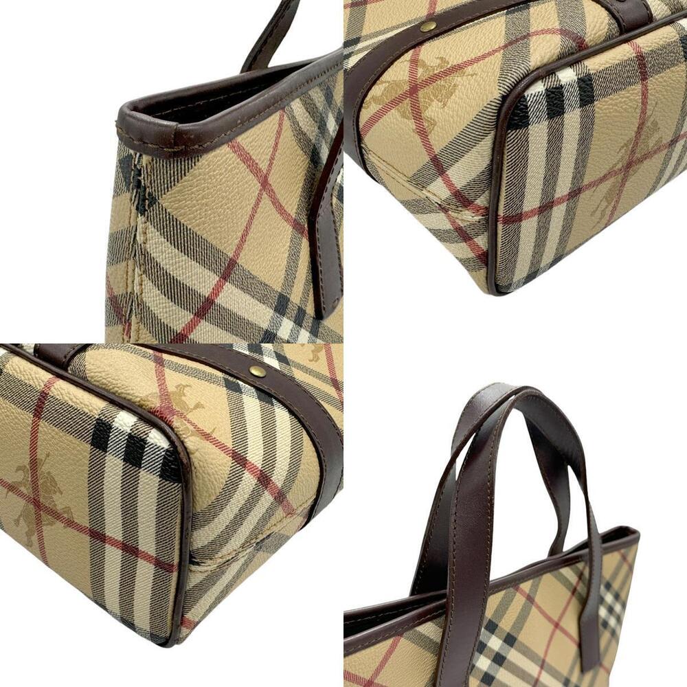 Burberry Nova Check Leather Tote Bag Beige Tan Brown - Picture 4 of 4